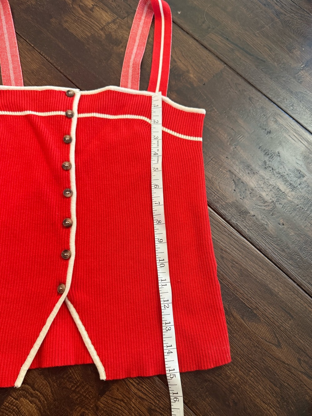 C'ISA Red Ribbed Tank Top with White Trim Size L - Picture 14 of 15